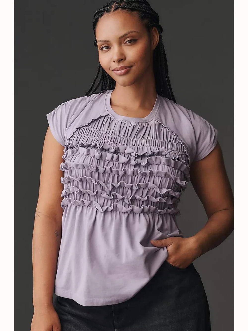 Anthropologie Maeve Smocked Ruffle Top Size 1X